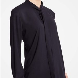 NWT Ann Taylor Black Tie Neck Blouse